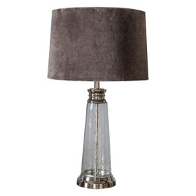Wilcox Clear Hammered Glass with Grey Velvet Shade Timeless Style 1 Light Table Light