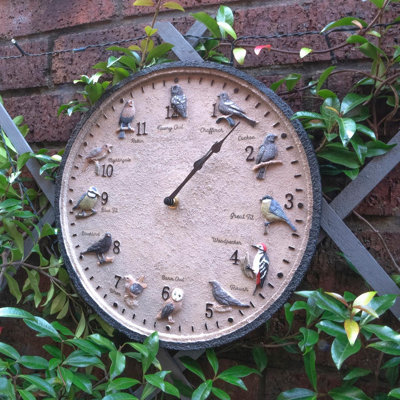 Wild Birds Design Indoor or Outdoor Clock - Battery Powered Weather ...
