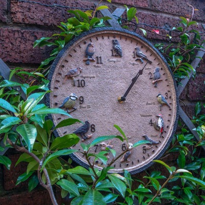 Wild Birds Design Indoor or Outdoor Clock - Battery Powered Weather ...