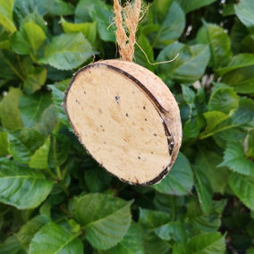 Wild Garden Bird Suet and Seed filled Coconut Feeder Half with Hanging String