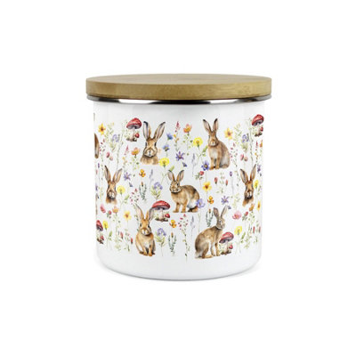 Wild Meadow Rabbits Kitchen Storage Canister - Floral Spring Themed ...