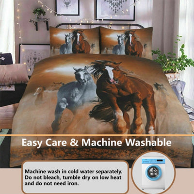 Wild West Horses Bed Set- 3D Animal Printed SINGLE Beddings Duvet Cover + One Matching Pillowcase