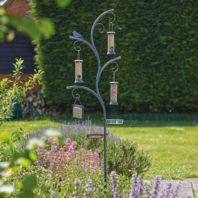 Wild Wings Bird Feeding Station with Water Dish, Feed Tray, Suet Cake Holder, 1 Peanut & 2 Seed Hanging Feeders - H240 x W58cm Price Comparisons | Compare The Build