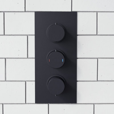 Wilden 3 Dial 3 Way Concealed Thermostatic Shower Mixer Valve Black Matte