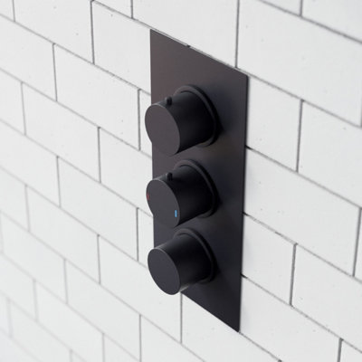 Wilden 3 Dial 3 Way Concealed Thermostatic Shower Mixer Valve Black Matte - 3