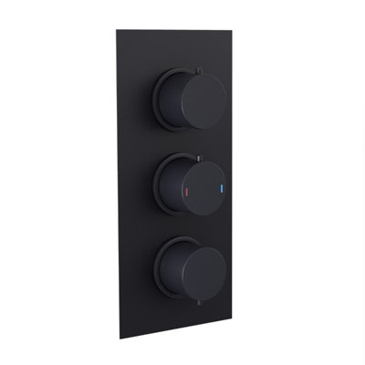 Wilden 3 Dial 3 Way Concealed Thermostatic Shower Mixer Valve Black Matte - 9