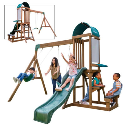 Wilderness Point Swing Set - Wood/Plastic/Metal/Fabric - L316 x W274 x H223 cm - 4