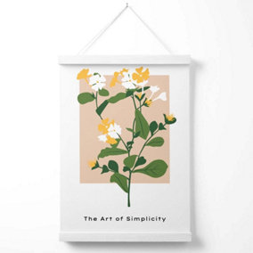 Wildflower in Green and Beige Flower Market Minimalist Poster with Hanger / 33cm / White