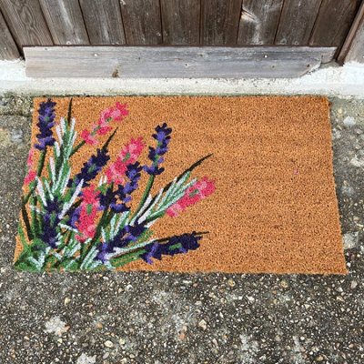 Wildflower Print Indoor & Outdoor Coir Doormat DIY at B&Q