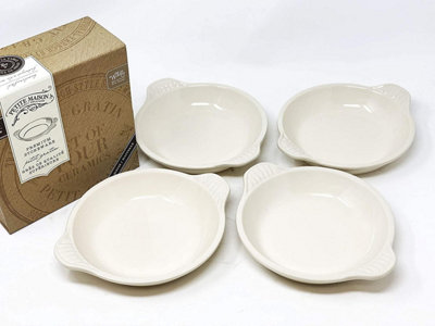 Wildly Entertaining Ceramic Kitchen Dining Set of 4 Gratin Side Dishes Cream (Diam) 17cm