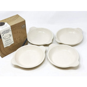 Wildly Entertaining Ceramic Kitchen Dining Set of 4 Gratin Side Dishes Cream (Diam) 17cm