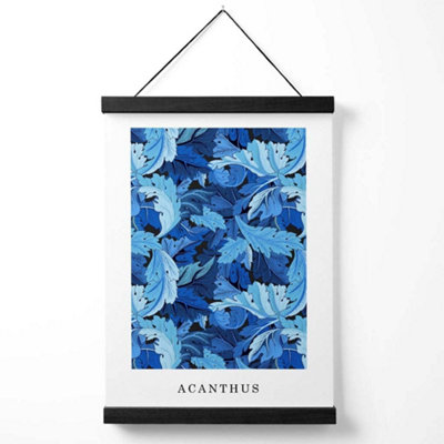 William Morris Acanthus in Bright Blue Medium Poster with Black Hanger