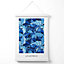 William Morris Acanthus in Bright Blue Poster with Hanger / 33cm / White