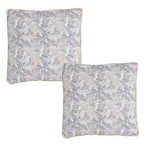 William Morris Acanthus Neutral Grey Filled Decorative Throw Scatter Cushion - 43 x 43cm - Set of 2