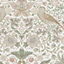 William Morris at Home Sage & Pink Stawberry theif Damask Wallpaper