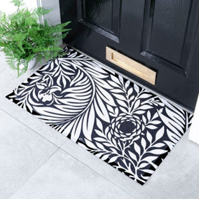 William Morris Black And White Indoor & Outdoor Doormat - 70x40cm
