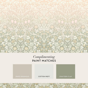 William Morris Blackthorn Sage & Pink Fixed Size Mural Print to order