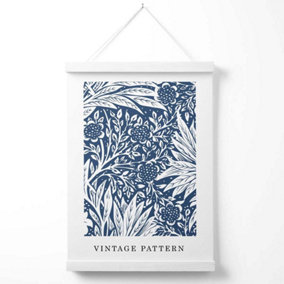William Morris Blue Pattern Poster with Hanger / 33cm / White