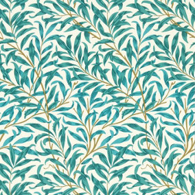 WILLIAM MORRIS BY CLARKE & CLARKE WILLOW BOUGHS TEAL WALLPAPER