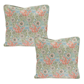 William Morris Compton Floral Filled Decorative Throw Scatter Cushion - 43 x 43cm - Set of 2