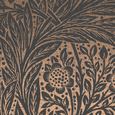 William Morris Fiborous Charcoal Marigold Metallic Wallpaper