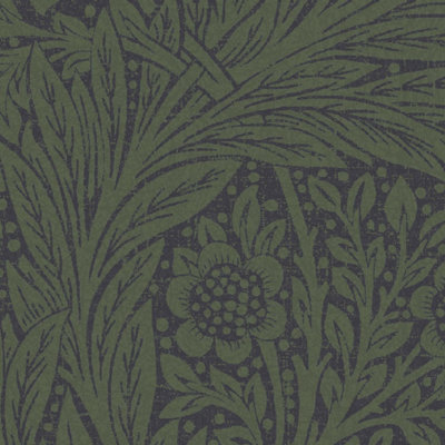 William Morris Fiborous Green Marigold Metallic Wallpaper