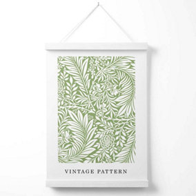 William Morris Green Pattern Poster with Hanger / 33cm / White