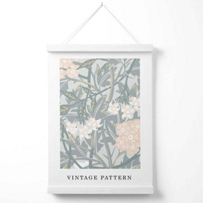 William Morris Jasmine in Green and Peach Poster with Hanger / 33cm / White