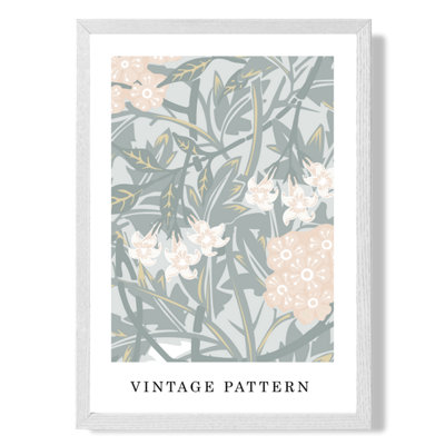 William Morris Jasmine in Green and Peach Poster with Hanger / 33cm / White