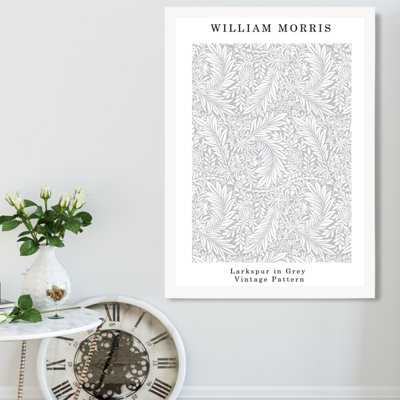 William Morris Larkspur in Grey  / White Frame / SIZE: A2