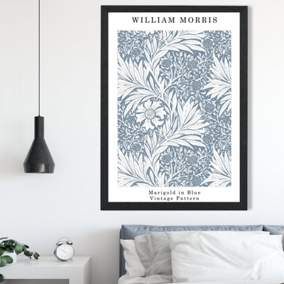 William Morris Marigold in Blue  / Black Frame / SIZE: A2