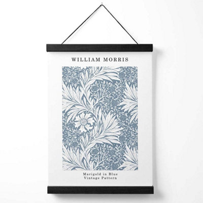 William Morris Marigold in Blue Medium Poster with Black Hanger