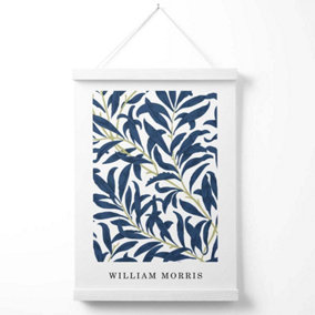William Morris Navy and Green Willow Poster with Hanger / 33cm / White