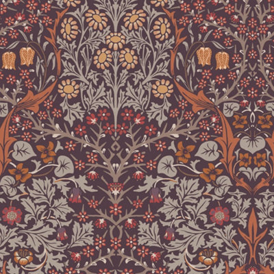 William Morris Plum Blackthorn Floral Wallpaper