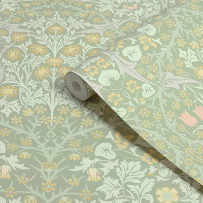 William Morris Sage Blackthorn Floral Wallpaper