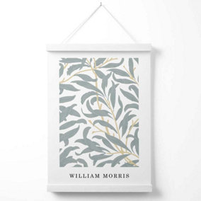 William Morris Sage Green Willow Poster with Hanger / 33cm / White