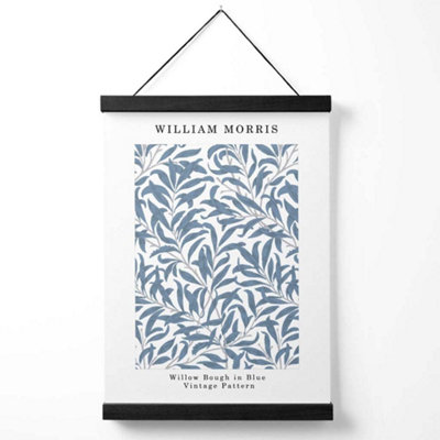 William Morris Willow in Blue Medium Poster with Black Hanger