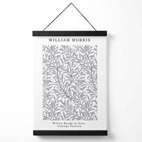 William Morris Willow in Grey Medium Poster with Black Hanger