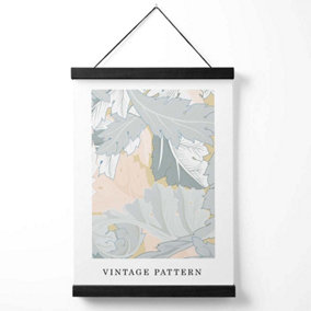 William Morris Wreath in Green and Peach Medium Poster with Black Hanger