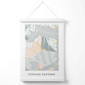 William Morris Wreath in Green and Peach Poster with Hanger / 33cm / White