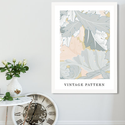 William Morris Wreath in Green and Peach  / White Frame / SIZE: A2