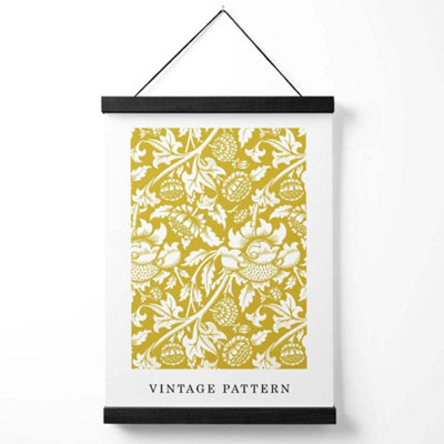 William Morris Yellow Pattern Medium Poster with Black Hanger