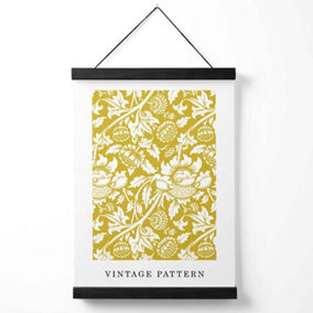 William Morris Yellow Pattern Medium Poster with Black Hanger