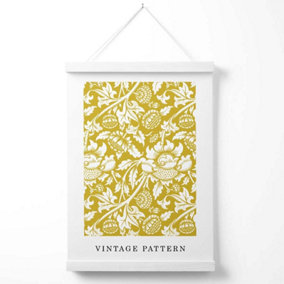 William Morris Yellow Pattern Poster with Hanger / 33cm / White