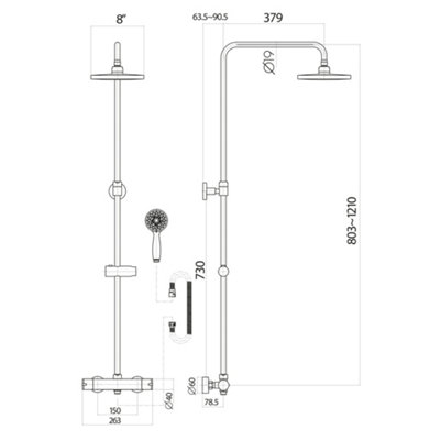 Williams Round Dual Head Thermostatic Shower - Fixed Head & Adjustable Hand Set - 3