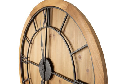 Williston Large Wooden Wall Clock - Metal/Wood - L5 x W90 x H90 cm - Black/Brown - 3