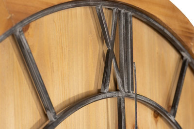 Williston Large Wooden Wall Clock - Metal/Wood - L5 x W90 x H90 cm - Black/Brown - 4