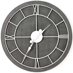 Williston Wall Clock - Metal/Wood - L5 x W60 x H60 cm - Grey/Silver