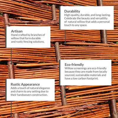 Willow Bunch Weave Hurdle Fence Panel 6ft x 3ft - 5