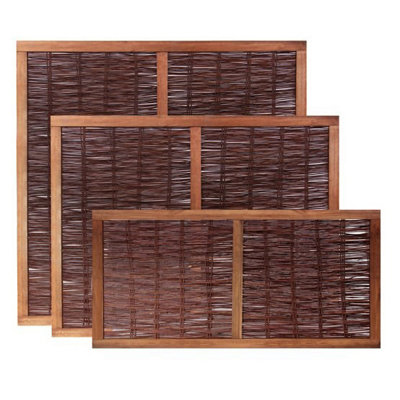 Willow Hurdle Fence Panel Framed Handwoven 6ft x 3ft - 4